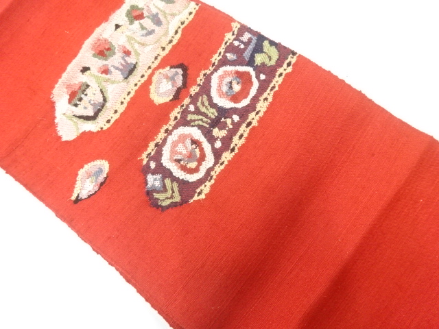 JAPANESE NAGOYA OBI / TSUMUGI / WOVEN FLORAL PLANTS